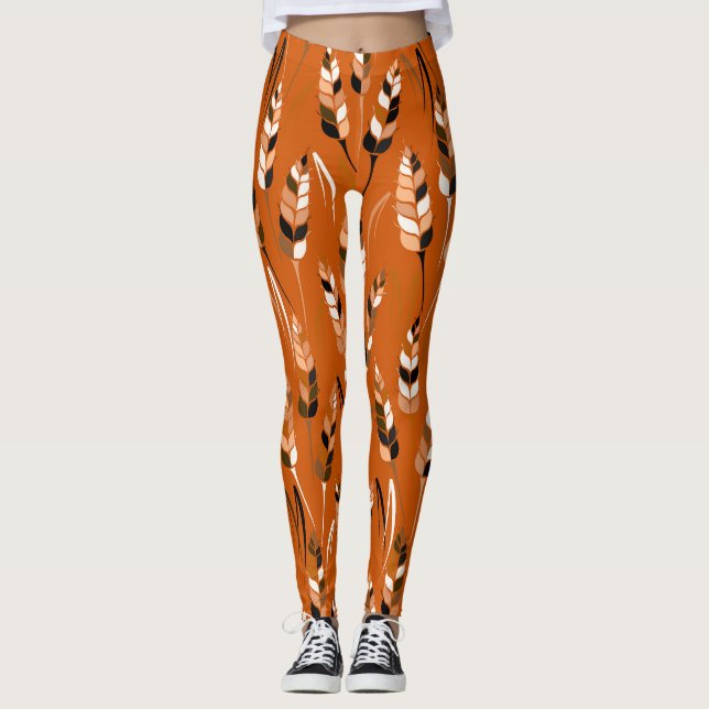 Barley Corn Organic Bread Background Leggings (Front)