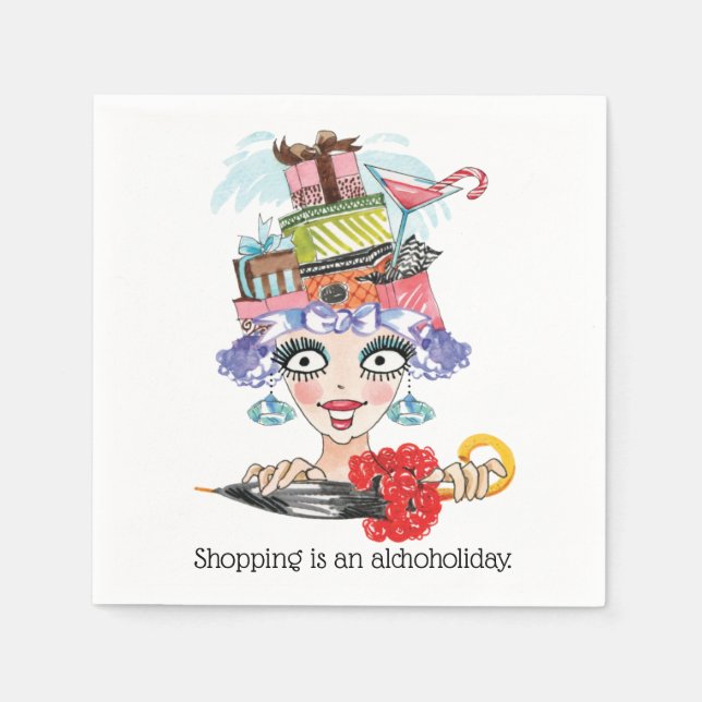 Barmaid Lady Funny Face Cocktail Paper Napkin (Front)