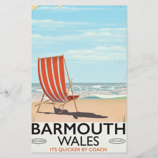 Barmouth North wales vintage travel poster Stationery