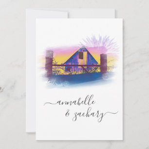 *~* Barn American Flag AR19 QR RSVP Wedding Invitation