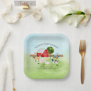 Barn Animals Baby Shower Paper Cups Plate