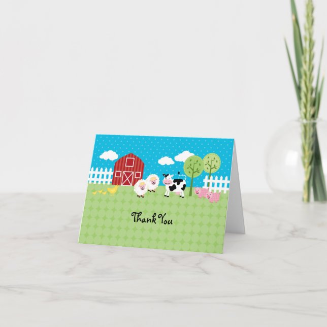 Barn Animals Thank You Card (Front)