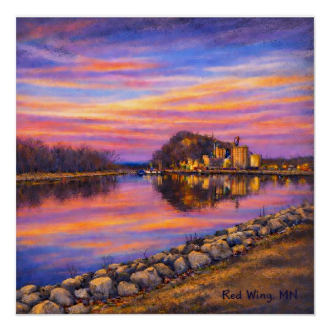 Barn Bluff, Red Wing Sunset Glossy Poster (Front)