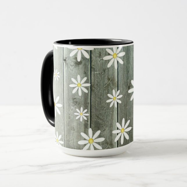 Barn Board Daisy Flower Mug (Front Left)