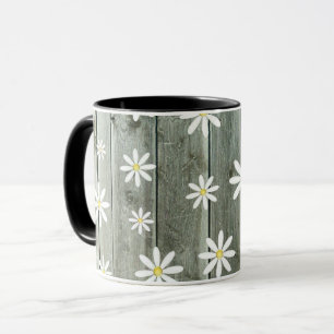 Barn Board Daisy Flower Mug