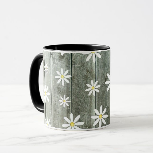 Barn Board Daisy Flower Mug (Front Left)