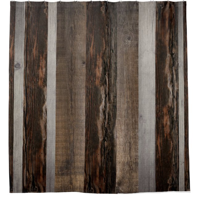 Barn Board Reclaimed Wood Rustic Wood Shower Curtain (Front)