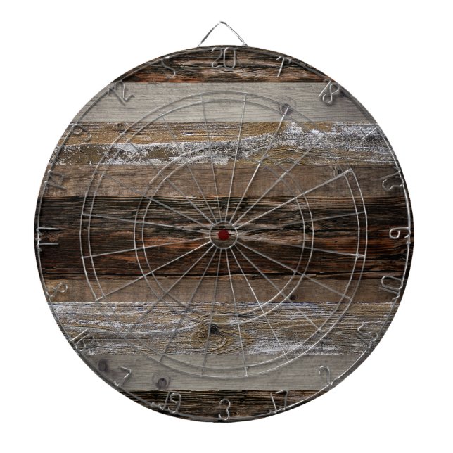 Barn Board Rustic Wood  Dart Board (Front)