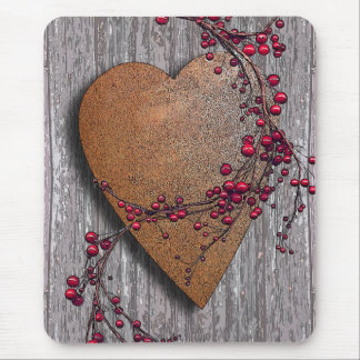 Barn Boards Rusted Heart Mouse Mat
