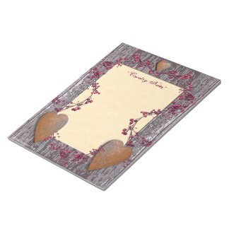 Barn Boards Rusted Hearts Berries Notepad