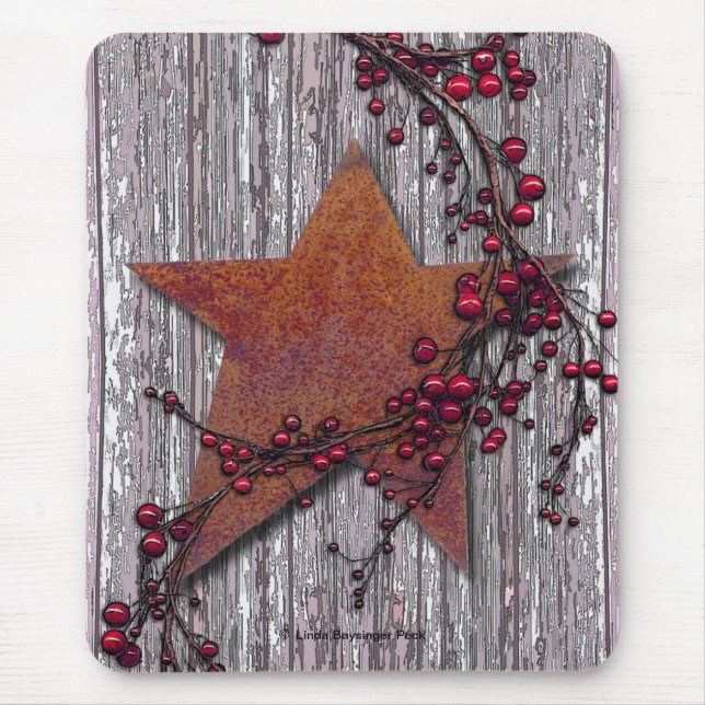 Barn Boards With Rusted Star Mouse Mat (Front)