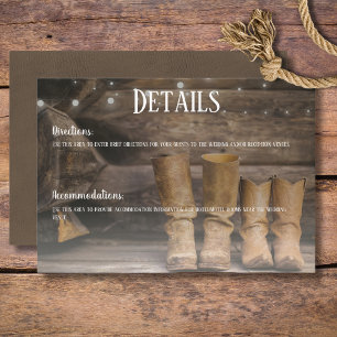 Barn & Boots Rustic Cowboy Western Wedding Details Enclosure Card