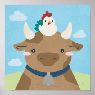 Barn Buddies - Cow & Chick Poster