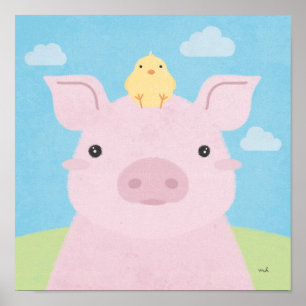 Barn Buddies - Piglet & Chick Poster