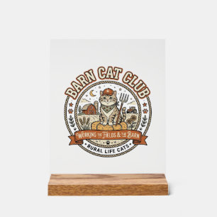 Barn Cat Club Cat Farmer Farm Animal Mashup Cat Vi Acrylic Sign