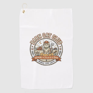 Barn Cat Club Cat Farmer Farm Animal Mashup Cat Vi Golf Towel