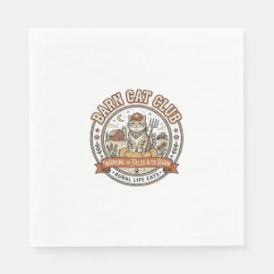 Barn Cat Club Cat Farmer Farm Animal Mashup Cat Vi Napkin
