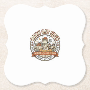 Barn Cat Club Cat Farmer Farm Animal Mashup Cat Vi Paper Coaster
