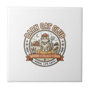 Barn Cat Club Cat Farmer Farm Animal Mashup Cat Vi Tile