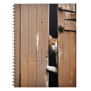 Barn Cat Peeking Around Door Notebook