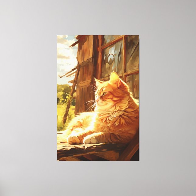 Barn Cat Radiance Oil Painting Masterpiece Canvas Print (Front)