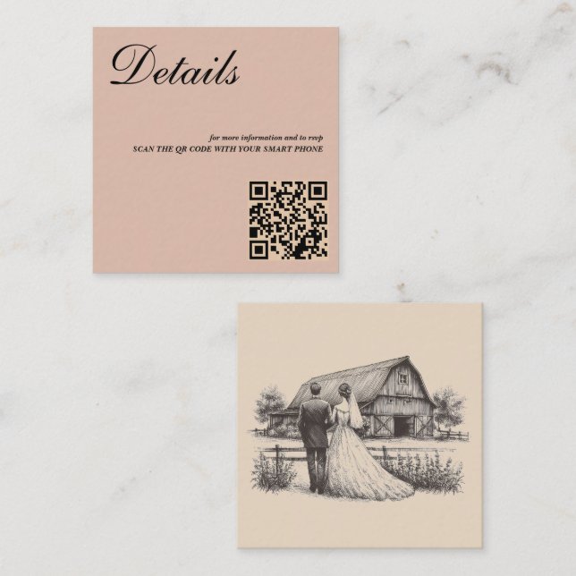 Barn Couple QR Code Enclosure Card (Front/Back)