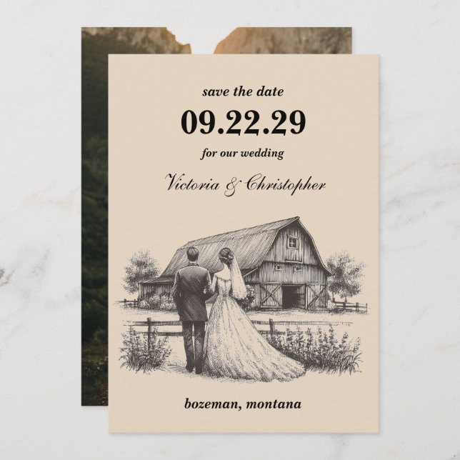 Barn Couple Save the Date (Front/Back)