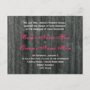 Barn Door and Hot Pink Roses Wedding Invitation