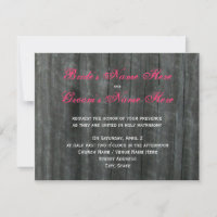 Barn Door and Hot Pink Roses Wedding Invitation