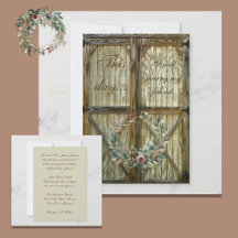 Barn Door and Rose Floral Wedding Invitation