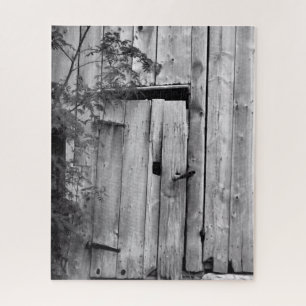 Barn Door in Black and White Jigsaw Puzzle