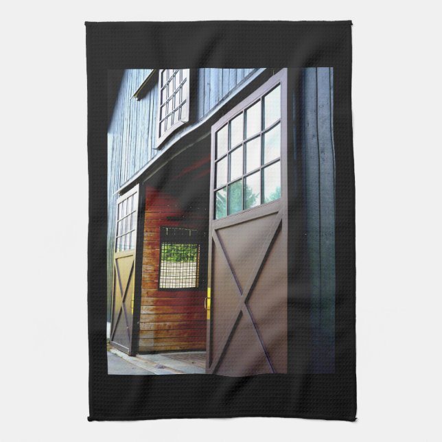 Barn Door Perspective Tea Towel (Vertical)