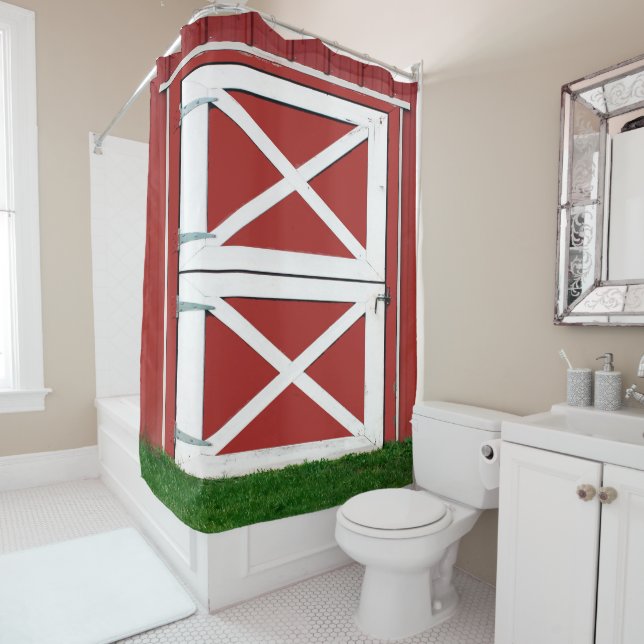 Barn Door Photo Print Farm Theme C-decsription Shower Curtain (In Situ)