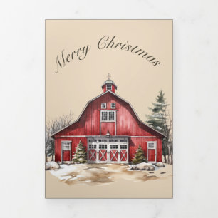 Barn Door Rustic Country Christmas  Tri-Fold Invitation