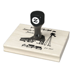 barn farm cows Wood Art Stamp