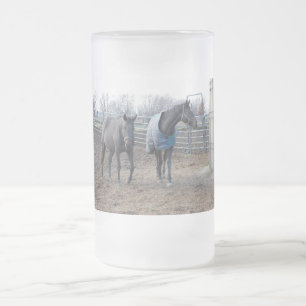 Barn Farm Horse Buddies Frosted Glass Beer Mug