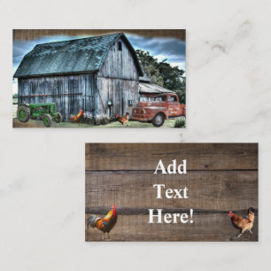 Barn Farm Tractor Farm Truck Rooster Hen Business Card