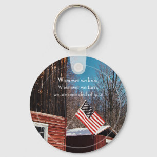 Barn Flag Patriotic Reminders All Around Key Ring