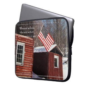 Barn Flag Patriotic Reminders All Around Laptop Sleeve