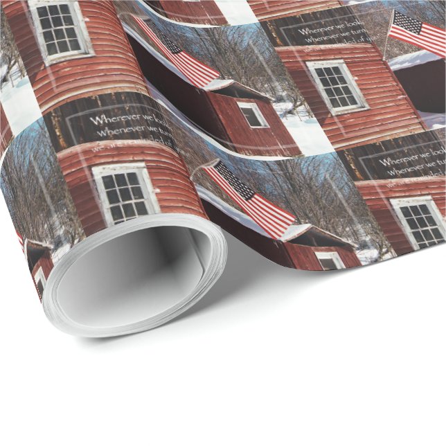 Barn Flag Patriotic Reminders All Around Wrapping Paper (Roll Corner)