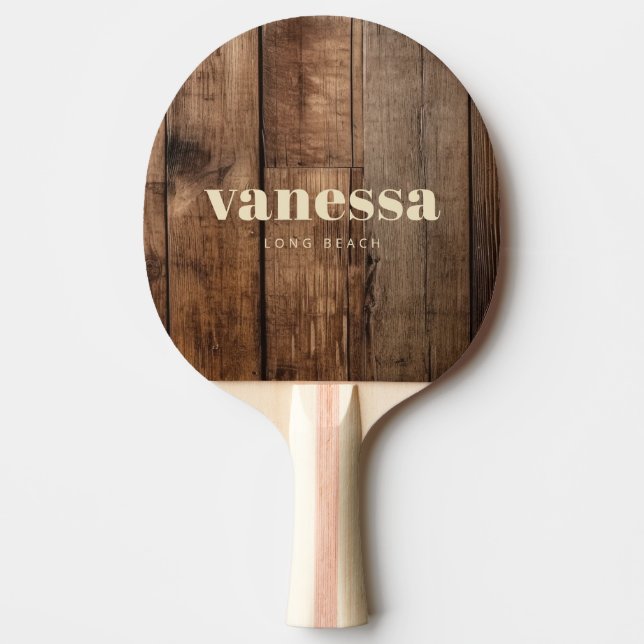 Barn Floor Boards Minimal Modern Classic Name Ping Pong Paddle (Front)