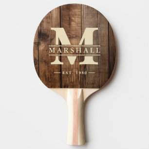 Barn Floor Boards Monogram & Name Overlay Ping Pong Paddle
