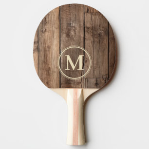 Barn Floor Boards Monogram Ping Pong Paddle