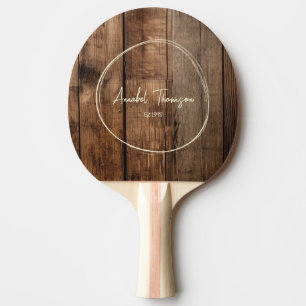 Barn Floor Boards Name in Drawn Circle  Ping Pong Paddle
