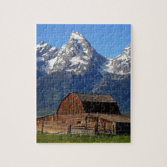 Barn grand Tetons mountains Jigsaw Puzzle (Vertical)