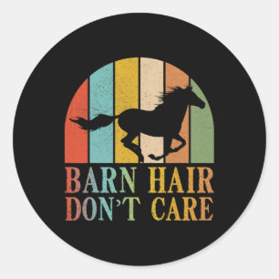 Barn Hair Dont Care Horse Rider Riding Racing Eque Classic Round Sticker