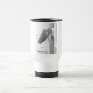 Barn Horse in Black and White Photography Travel Mug