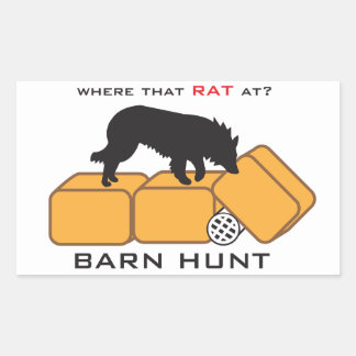 Barn Hunt Dog on Bales Rectangular Sticker