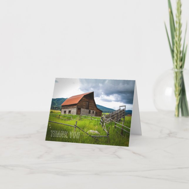 Barn Image Thank You Note Card (Front)