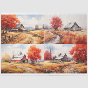 Barn in Fall Collage 1 Decoupage Paper